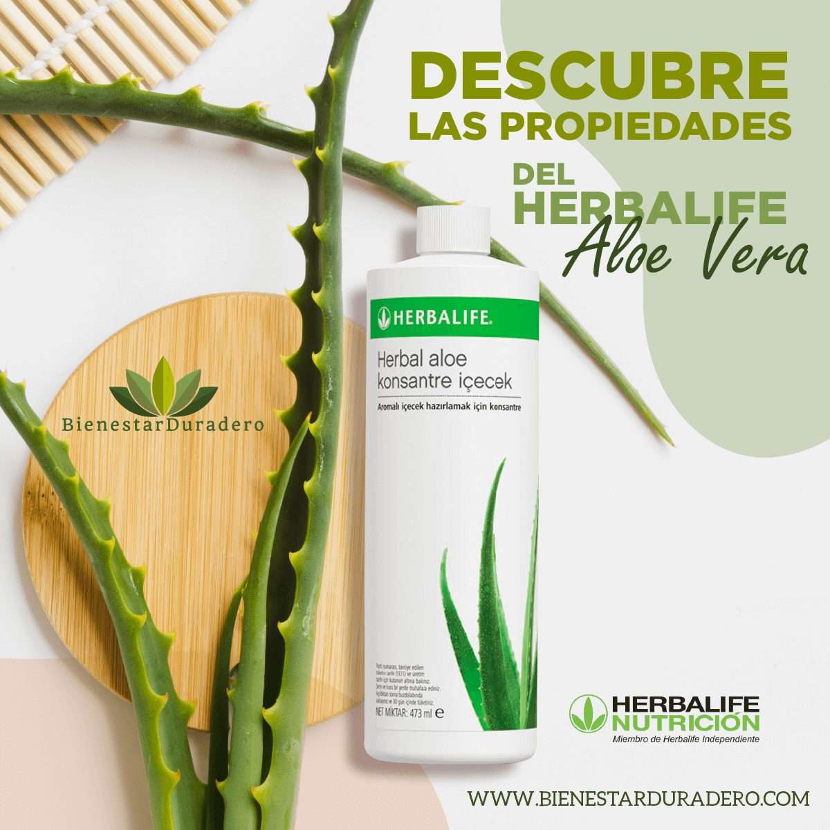 Portada de descubre las propiedades del herbalife aloe vera