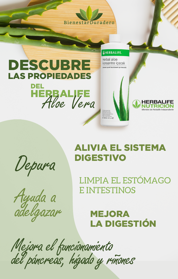 Imagen de infografia descubre las propiedades del herbalife aloe vera